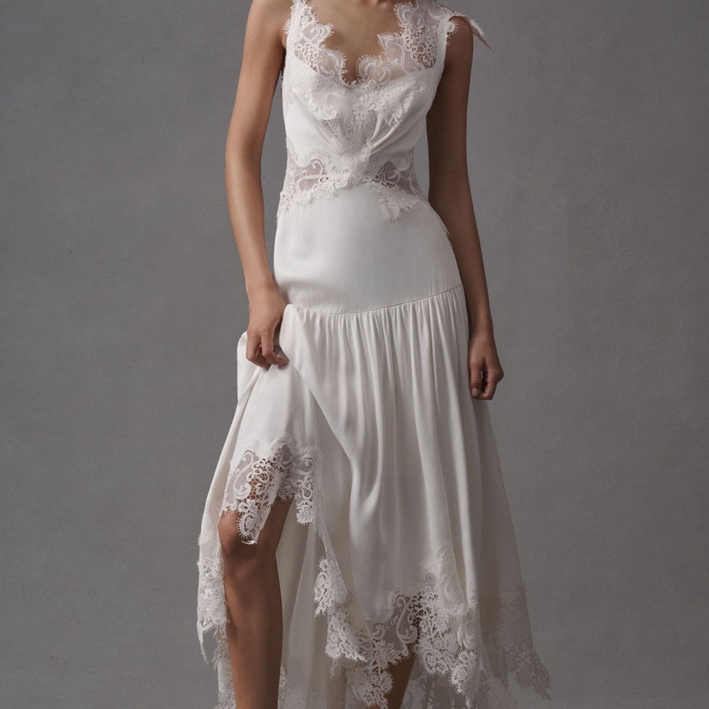 BHLDN Cream One Shoulder Gown Sleeveless